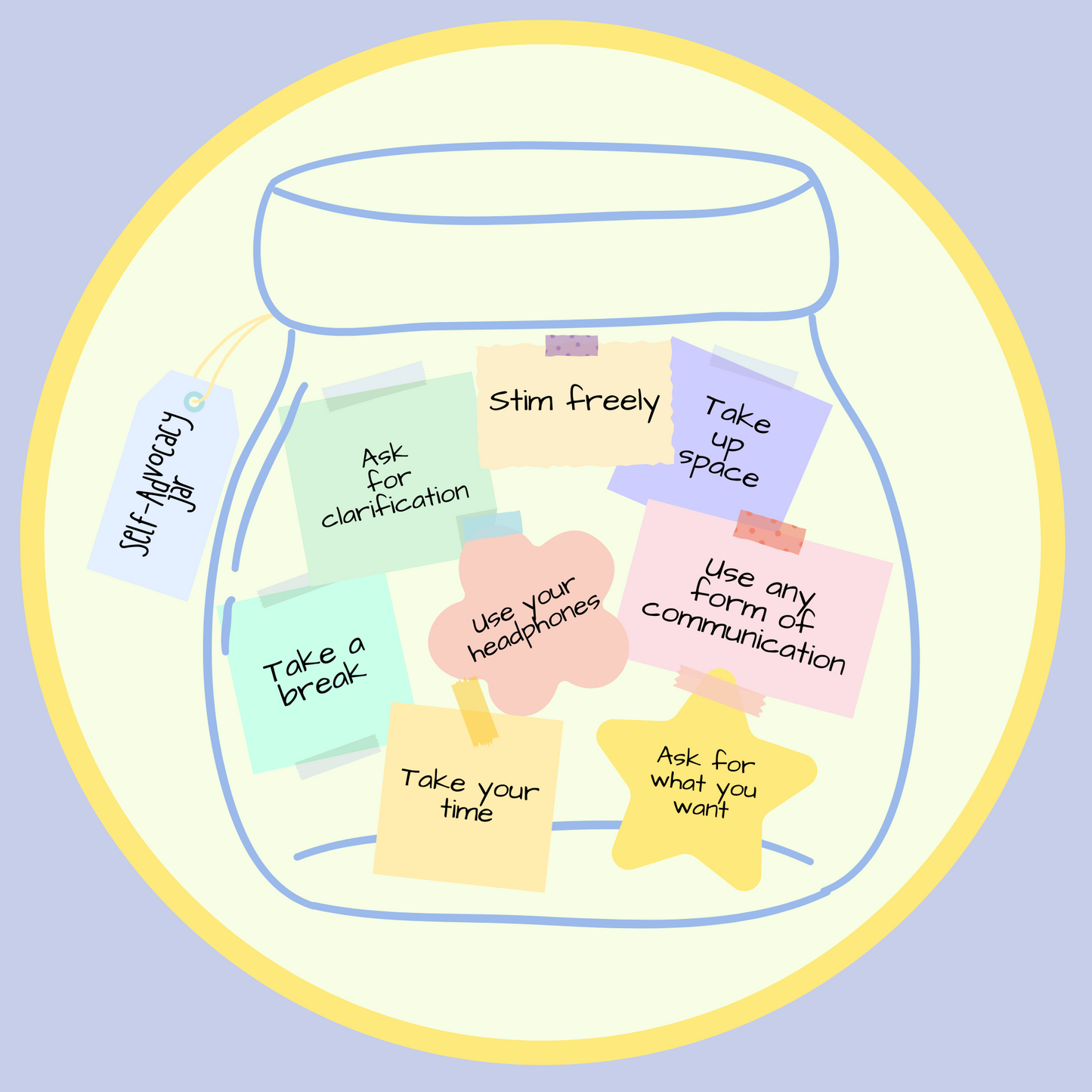 Self-Advocacy Jar Sticker for Neurodivergent Kids