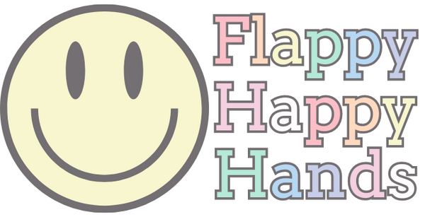 Yellow smiley face with the text Flappy Happy Hands logo